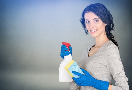 Cleaner preparing a tidy living room in Pimlico